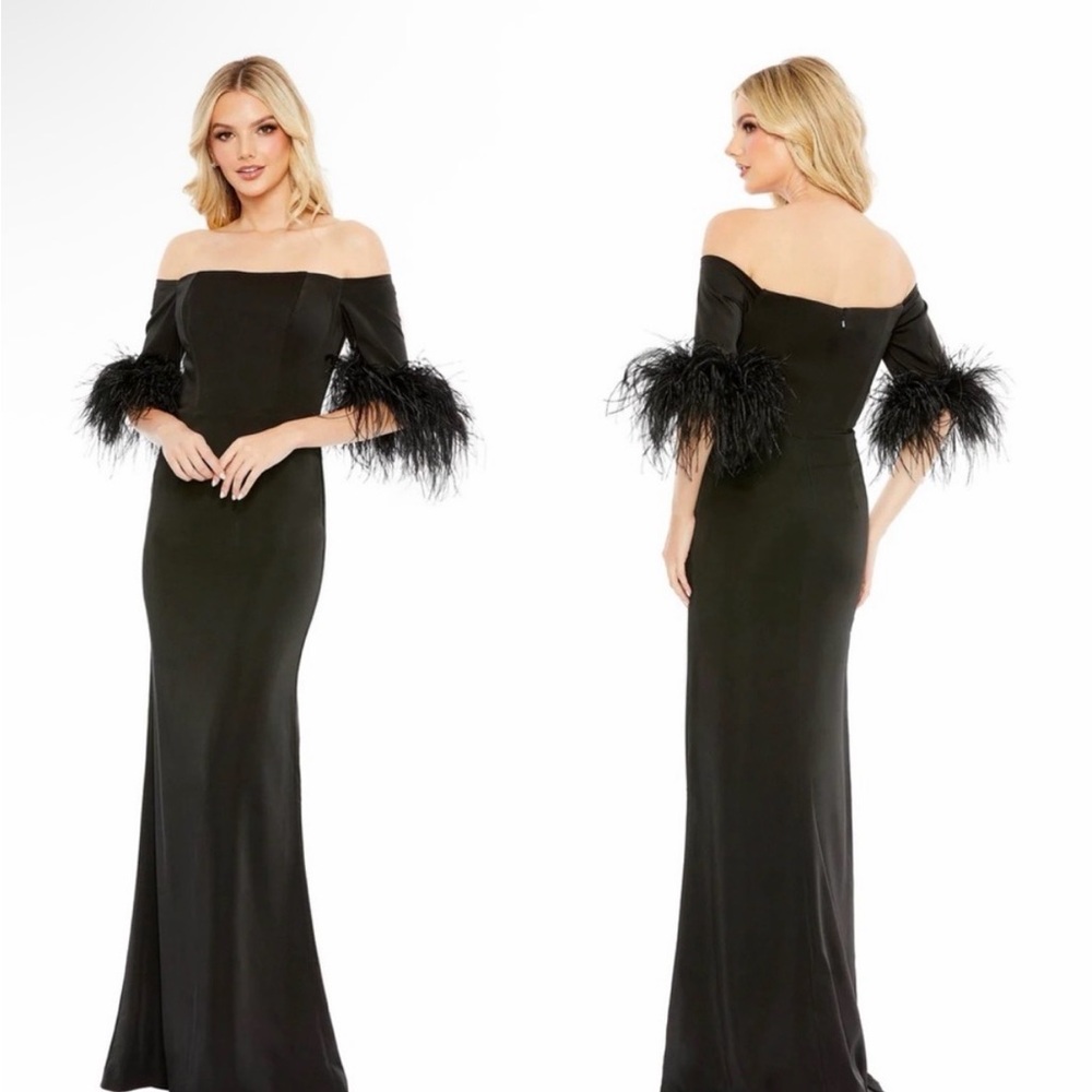 Mac Duggal 11441 size 4 black with optional straps